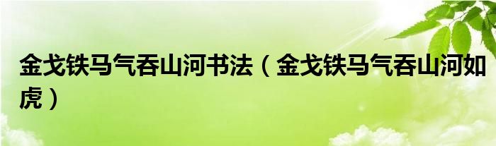 金戈铁马气吞山河书法（金戈铁马气吞山河如虎）