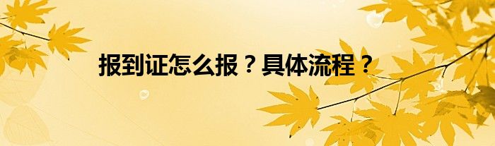 报到证怎么报？具体流程？