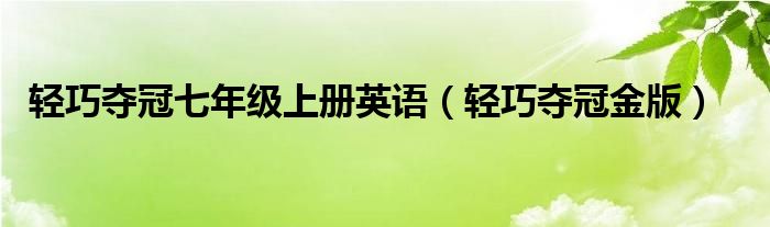 轻巧夺冠七年级上册英语（轻巧夺冠金版）