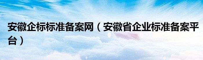 安徽企标标准备案网（安徽省企业标准备案平台）