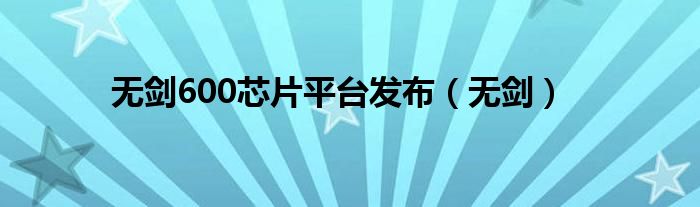 无剑600芯片平台发布（无剑）