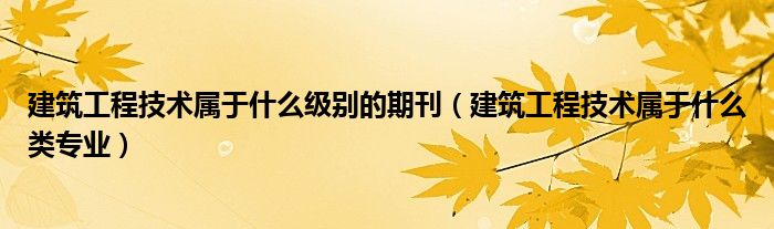 建筑工程技术属于什么级别的期刊（建筑工程技术属于什么类专业）