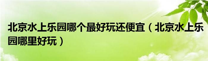 北京水上乐园哪个最好玩还便宜（北京水上乐园哪里好玩）