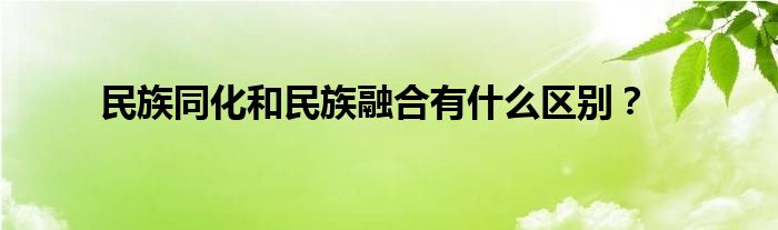 民族同化和民族融合有什么区别？