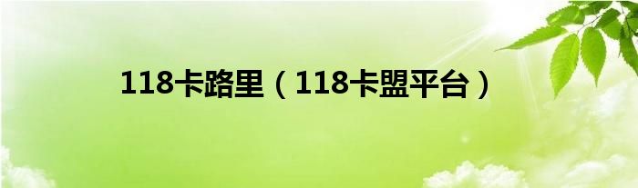 118卡路里（118卡盟平台）