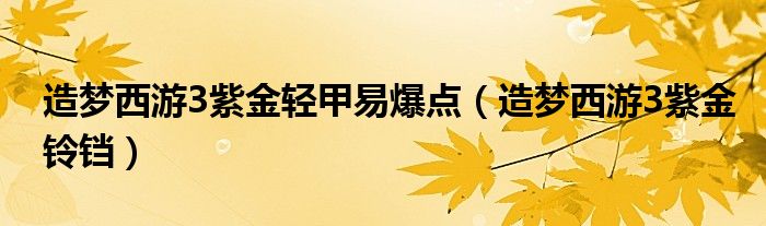 造梦西游3紫金轻甲易爆点（造梦西游3紫金铃铛）