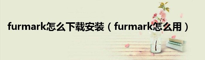 furmark怎么下载安装（furmark怎么用）