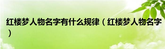 红楼梦人物名字有什么规律（红楼梦人物名字）