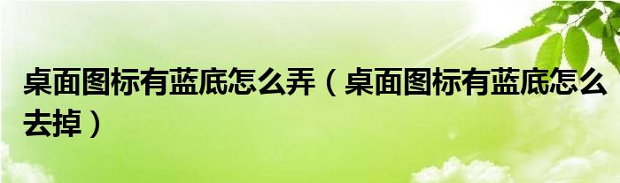 桌面图标有蓝底怎么弄（桌面图标有蓝底怎么去掉）