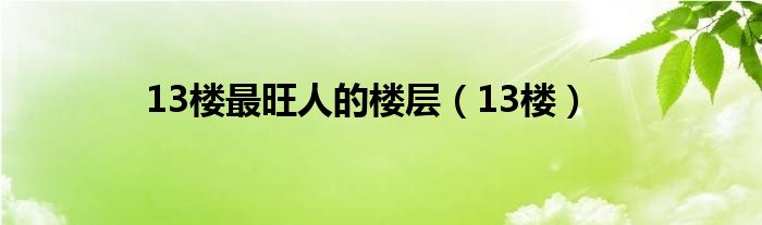 13楼最旺人的楼层（13楼）