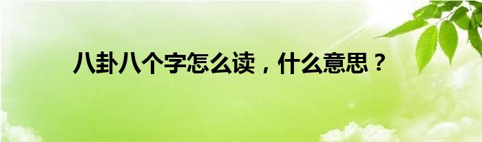 八卦八个字怎么读，什么意思？