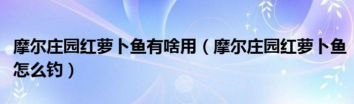 摩尔庄园红萝卜鱼有啥用（摩尔庄园红萝卜鱼怎么钓）