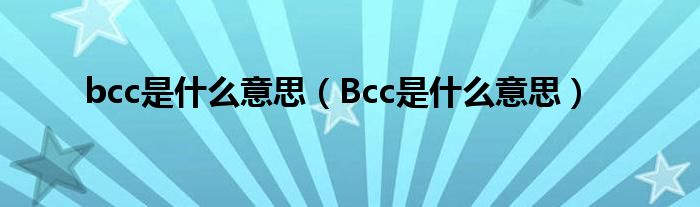 bcc是什么意思（Bcc是什么意思）