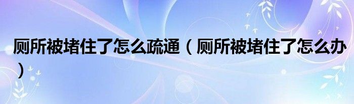 厕所被堵住了怎么疏通（厕所被堵住了怎么办）