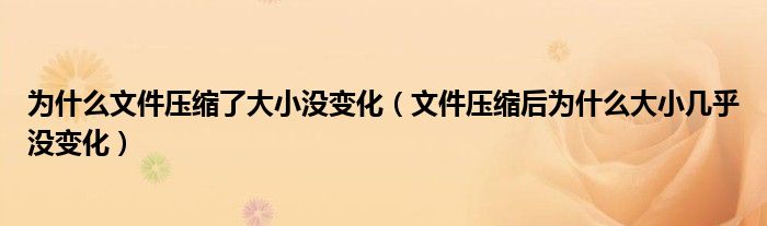 为什么文件压缩了大小没变化（文件压缩后为什么大小几乎没变化）