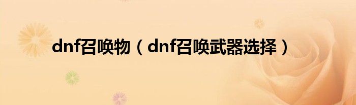 dnf召唤物（dnf召唤武器选择）