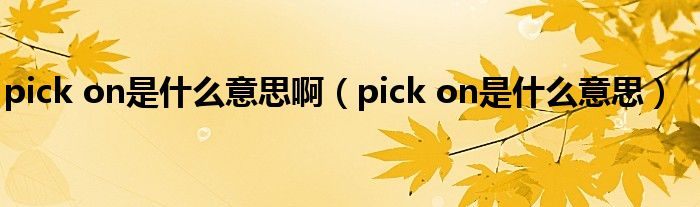 pick on是什么意思啊（pick on是什么意思）