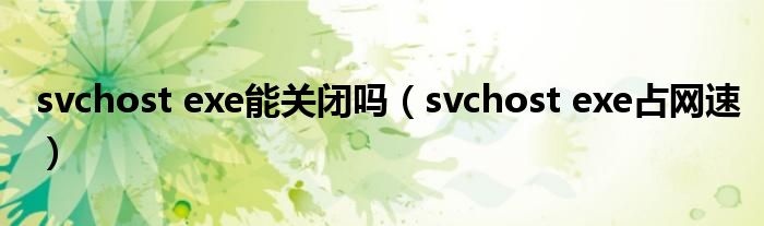 svchost exe能关闭吗（svchost exe占网速）