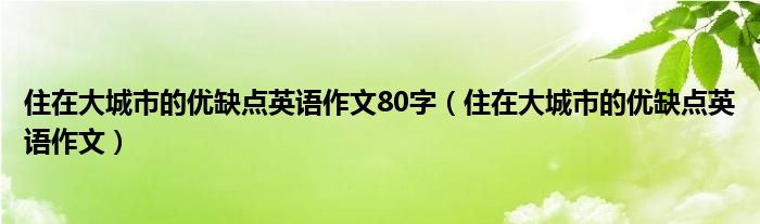 住在大城市的优缺点英语作文80字（住在大城市的优缺点英语作文）