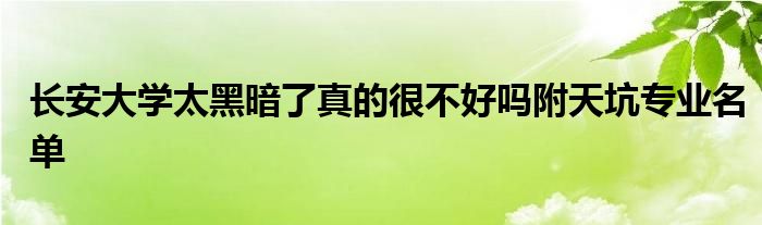 长安大学太黑暗了真的很不好吗附天坑专业名单