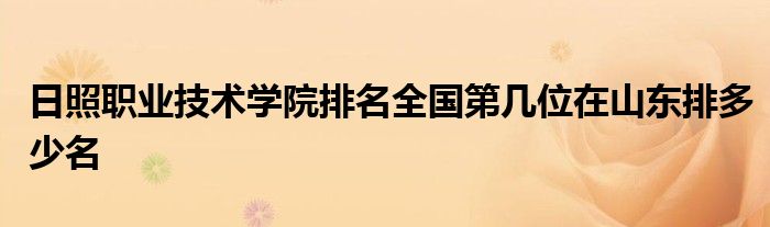 日照职业技术学院排名全国第几位在山东排多少名