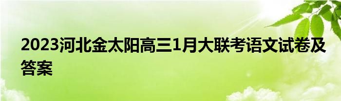 2023河北金太阳高三1月大联考语文试卷及答案