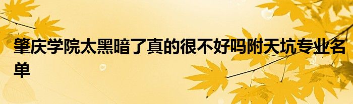 肇庆学院太黑暗了真的很不好吗附天坑专业名单