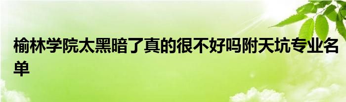 榆林学院太黑暗了真的很不好吗附天坑专业名单