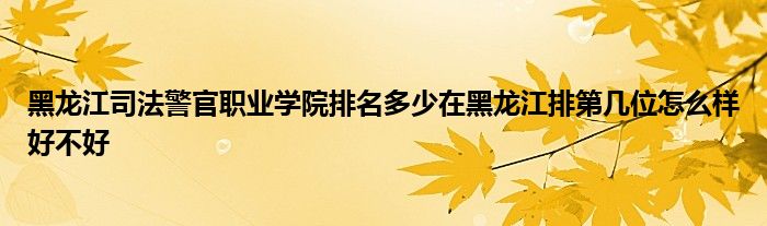 黑龙江司法警官职业学院排名多少在黑龙江排第几位怎么样好不好