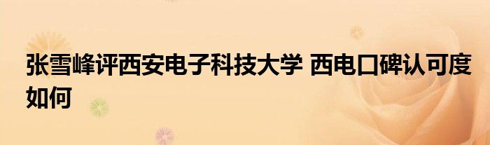 张雪峰评西安电子科技大学 西电口碑认可度如何