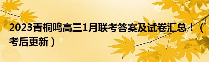 2023青桐鸣高三1月联考答案及试卷汇总！（考后更新）