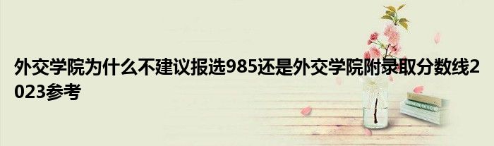 外交学院为什么不建议报选985还是外交学院附录取分数线2023参考