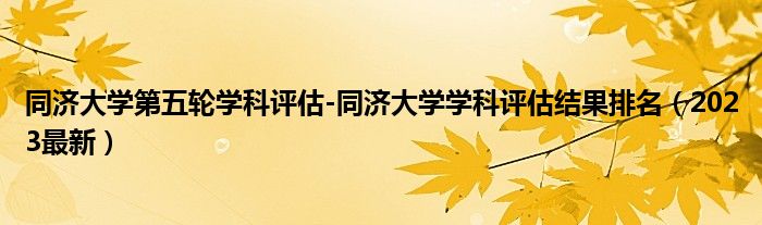 同济大学第五轮学科评估-同济大学学科评估结果排名（2023最新）