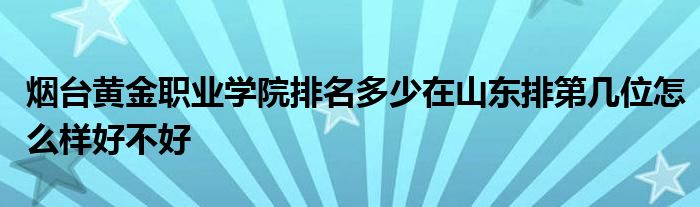 烟台黄金职业学院排名多少在山东排第几位怎么样好不好