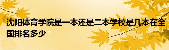 沈阳体育学院是一本还是二本学校是几本在全国排名多少