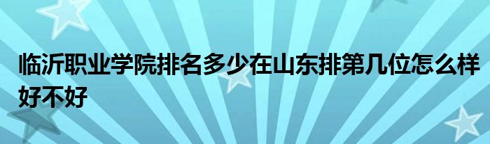 临沂职业学院排名多少在山东排第几位怎么样好不好