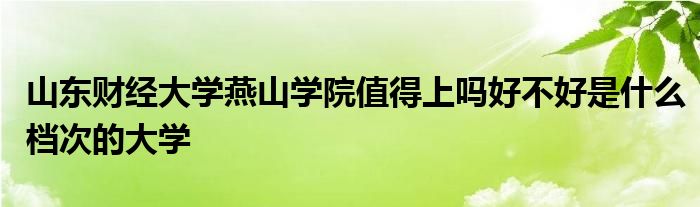 山东财经大学燕山学院值得上吗好不好是什么档次的大学