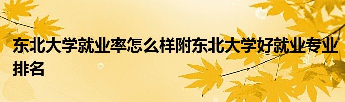 东北大学就业率怎么样附东北大学好就业专业排名