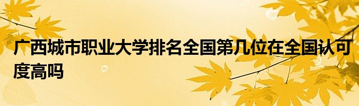 广西城市职业大学排名全国第几位在全国认可度高吗