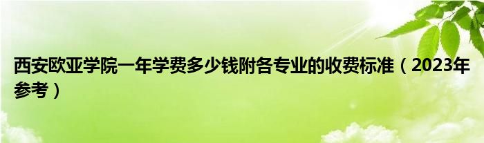 西安欧亚学院一年学费多少钱附各专业的收费标准（2023年参考）