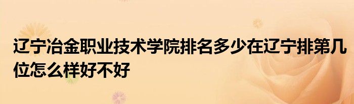 辽宁冶金职业技术学院排名多少在辽宁排第几位怎么样好不好