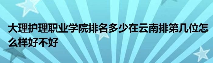 大理护理职业学院排名多少在云南排第几位怎么样好不好