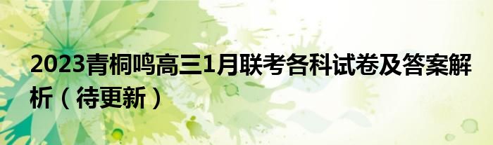 2023青桐鸣高三1月联考各科试卷及答案解析（待更新）