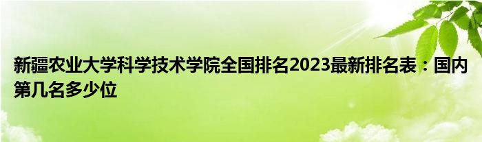 新疆农业大学科学技术学院全国排名2023最新排名表：国内第几名多少位