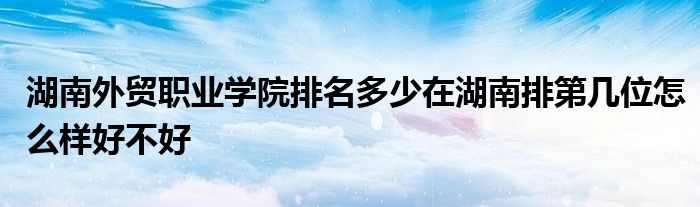 湖南外贸职业学院排名多少在湖南排第几位怎么样好不好