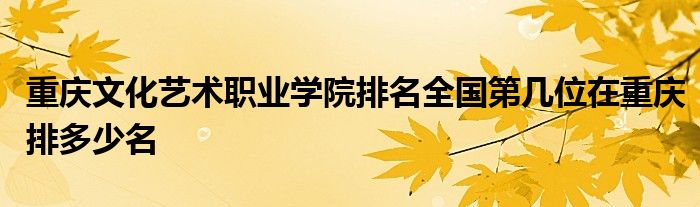 重庆文化艺术职业学院排名全国第几位在重庆排多少名