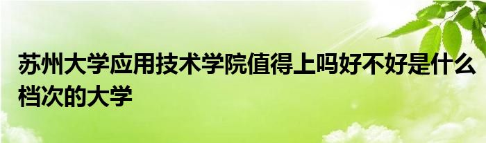 苏州大学应用技术学院值得上吗好不好是什么档次的大学