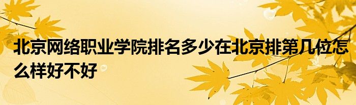 北京网络职业学院排名多少在北京排第几位怎么样好不好