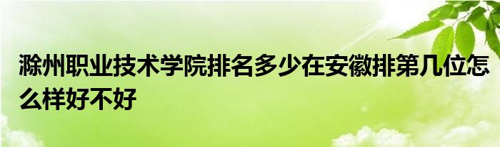 滁州职业技术学院排名多少在安徽排第几位怎么样好不好