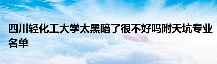 四川轻化工大学太黑暗了很不好吗附天坑专业名单